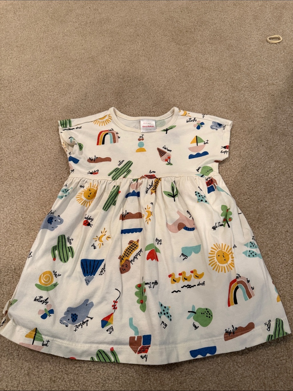 Hanna Andersson Cream Dress with Multicolor Summer Prints